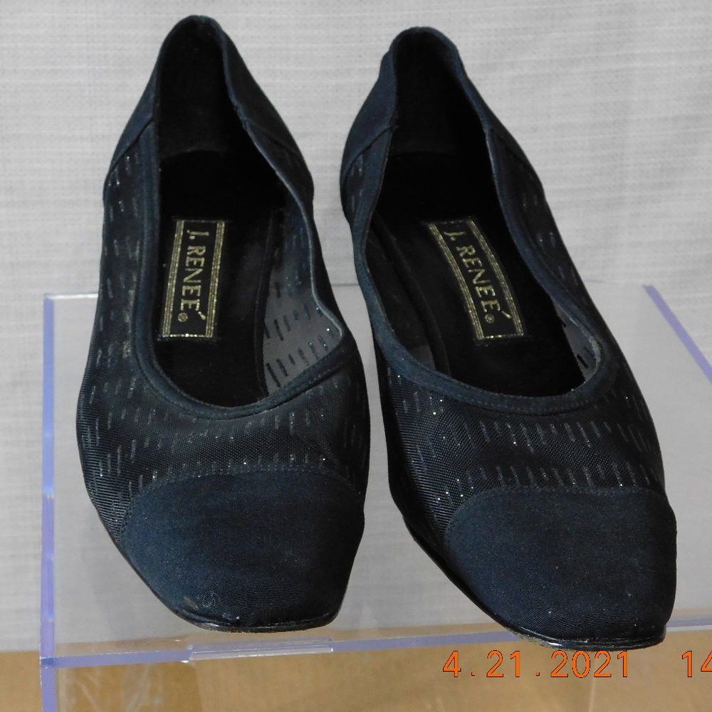 J. Renee Averill Black Pump Block Heels Square Toe